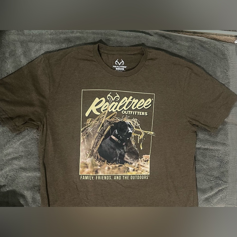 Realtree Outfitters Graphic Tee XL Brown Hunting Dog Outdoor Shirt